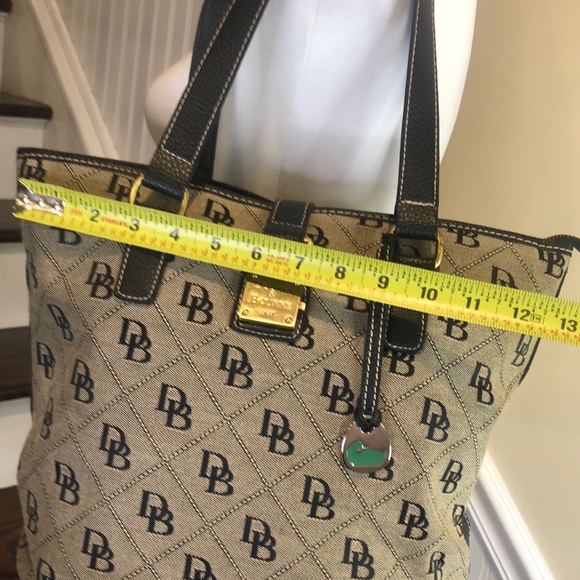 Vintage DOONEY BOURKE Monogram Black Tumbled Leather Two Top Handle Shoulder Bag - Picture 15 of 16